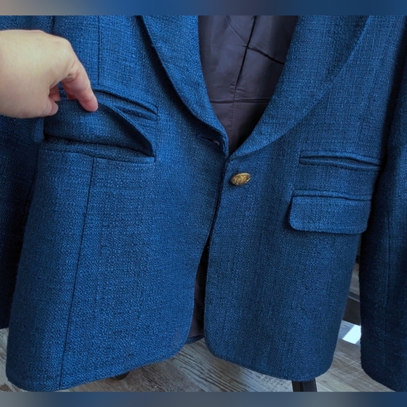 EUC Smythe women's single-breasted textured peak lapel blazer, royal blue size 6 - Picture 9 of 16